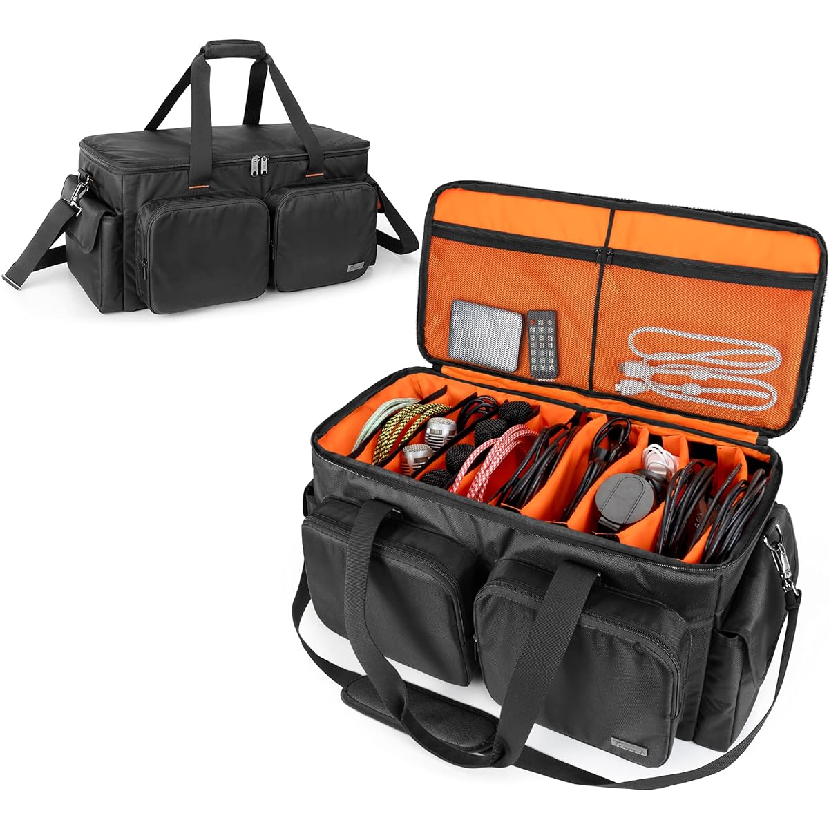 Trunab DJ Cable File Bag with Removable Padded Bottom and Dividers, Travel Gig Bag for Professional DJ Gear/Instruments/Accessories, Black // Sheer Pleasure