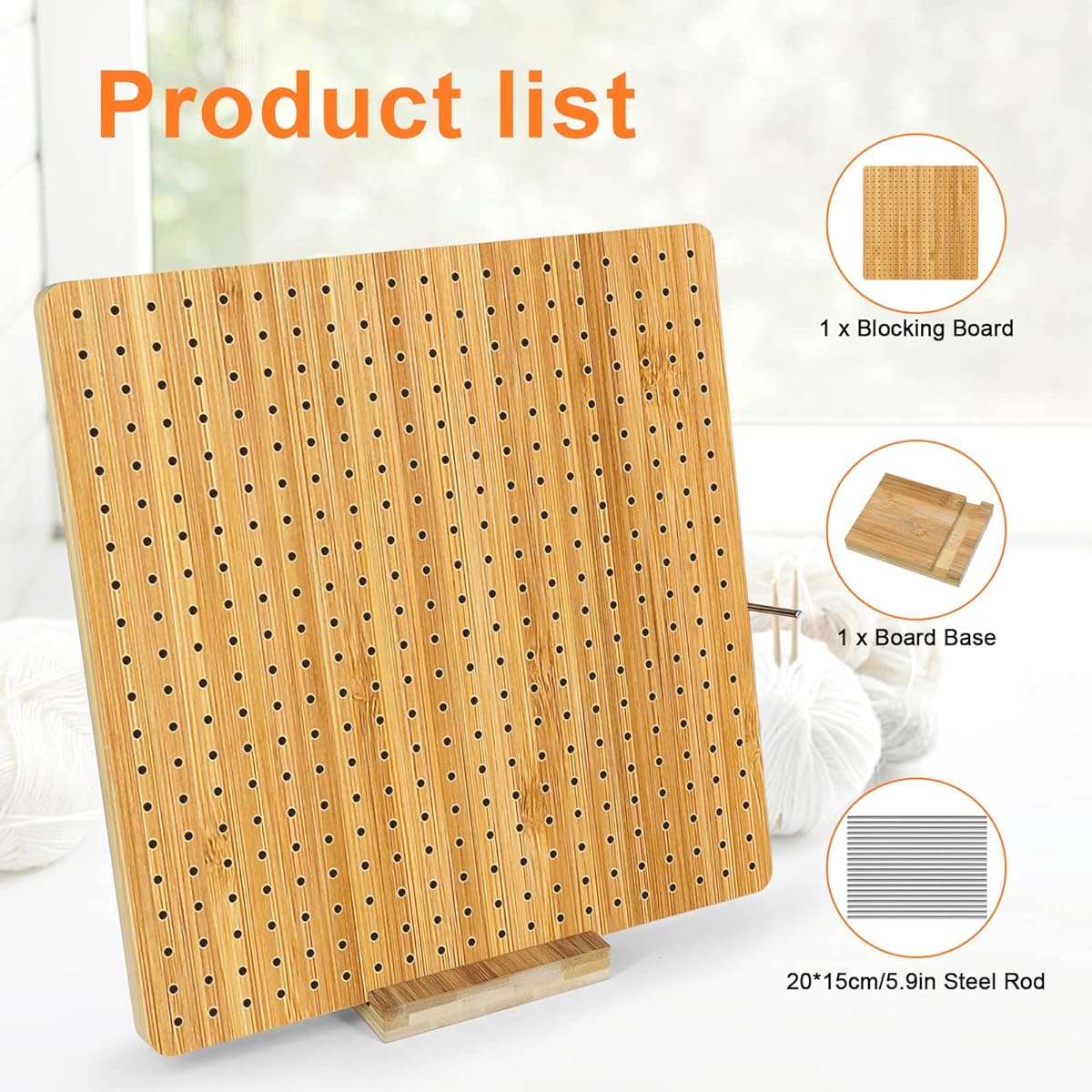 Bamboo Crochet Block Board Crochet Accessories Blocking Board for Crocheting and Knitting Grandma Squares Block Board for Crocheting and Crochet Projects (11 Inch)