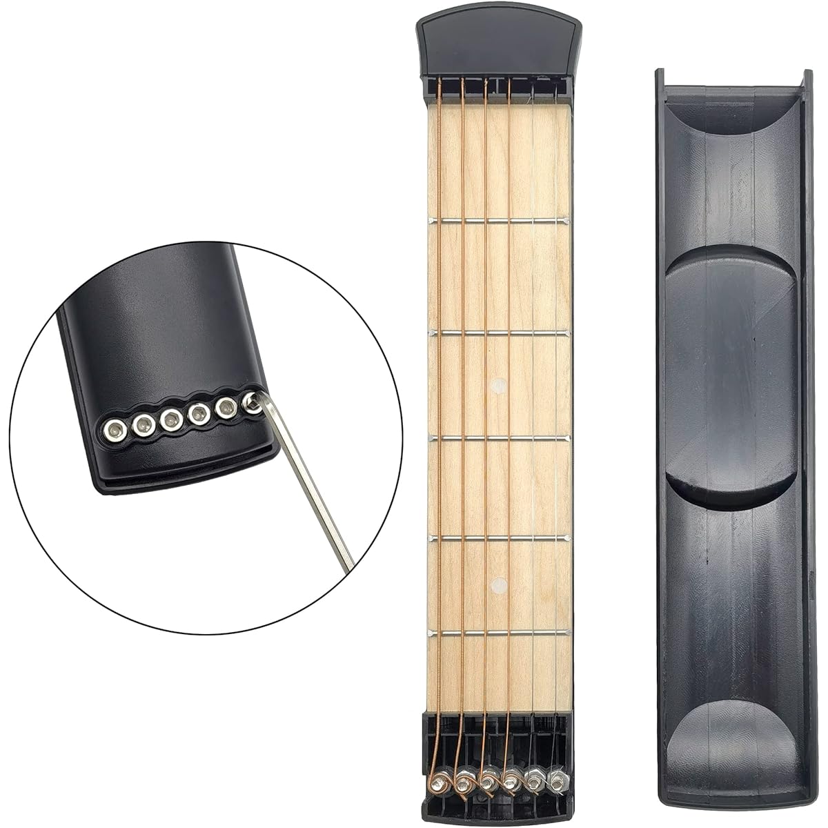 Pocket Guitar Practice Neck 6 Frets Portable Guitar Chord Trainer Practice Tool for Beginners and Starters Black Mini Guitar Trainer Tool Mini Pocket Guitar Trainer Guitar Beginner Trainer Trainer
