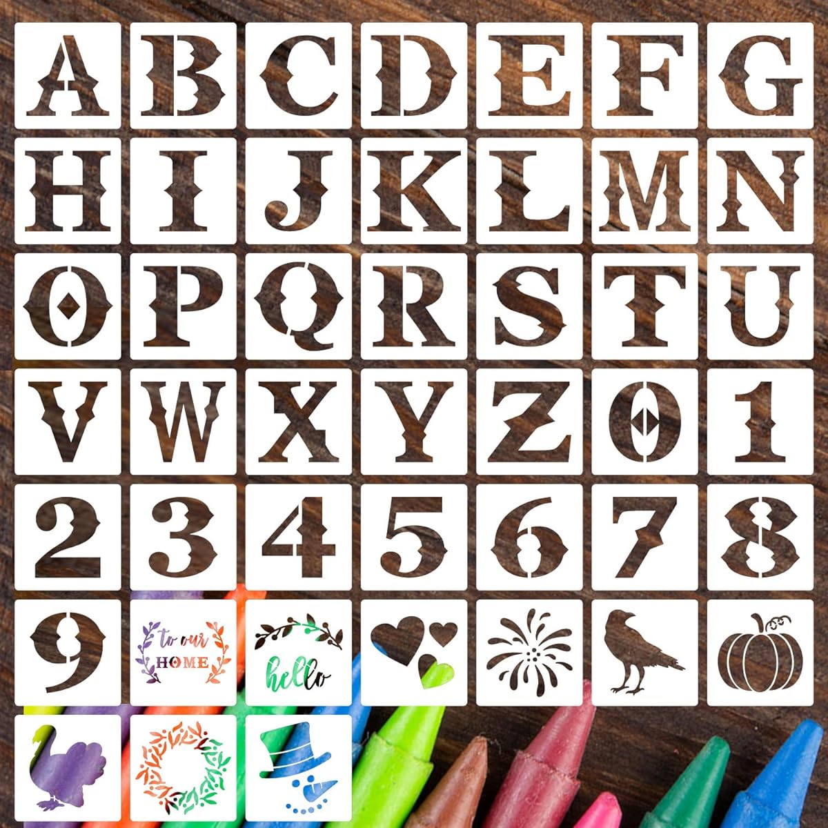 8" Alphabet Stencils for Wood Painting - Large Letter Stencils Letters Numbers Template Wooden Wall Sign Porch Rock