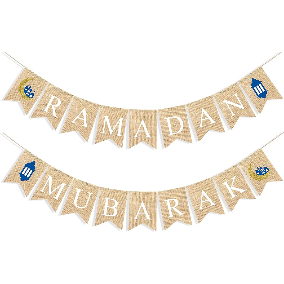 Uniwish Ramadan Mubarak Banner Burlap Bunting Garland Ramadan Decoration Home Mantle Fireplace Decoration Eid Mubarak Party Supplies Muslim Holiday Photo Props