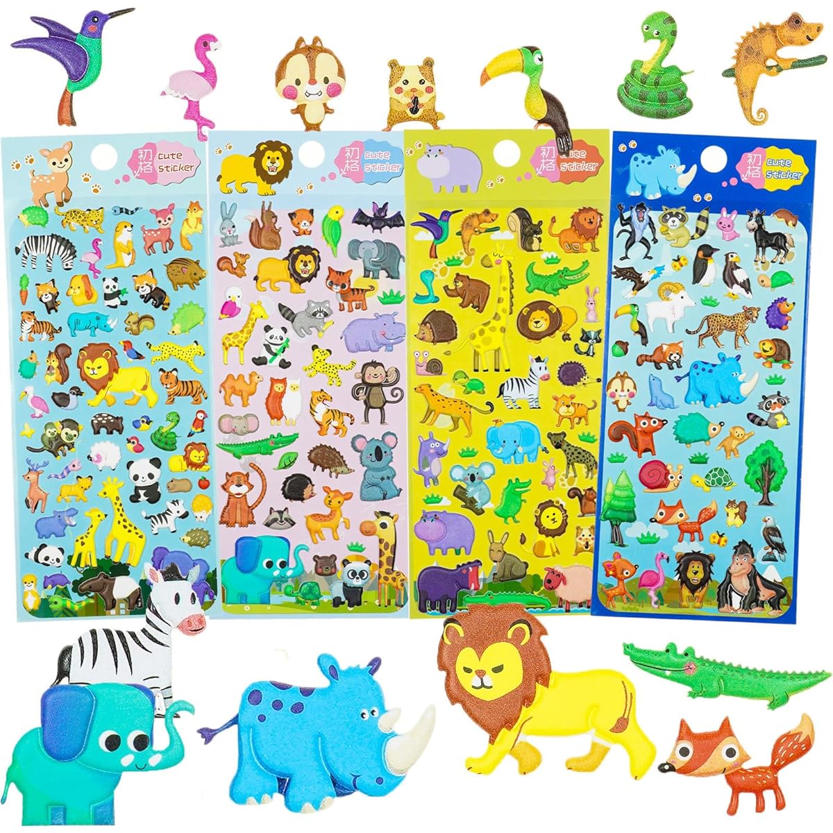 NEXT2U Imnext2U 3D Puffy Stickers for Kids Reusable Foam Stickers for Toddlers Boys Girls Scrapbooking Supplies Animals Dinosaurs Fish Cars Collection GC02