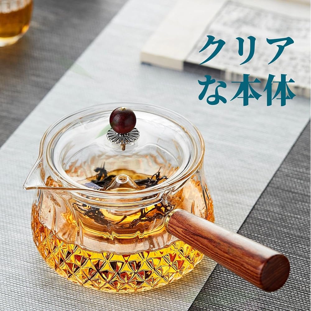 Unbreakable Teapot Glass Heat Resistant Teapot Large 800ml Large Capacity Open Fire Unbreakable Simple Tea Strainer and Handle Included Transparent Easy to Wash Refrigerator Clear