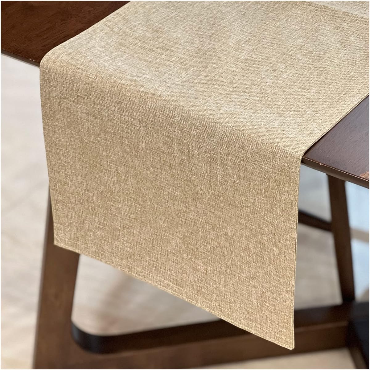Table Runner for Kitchen Dining Table Farmhouse Style Heavyweight Cotton Linen Double Layer Heat Resistant Washable/Beige