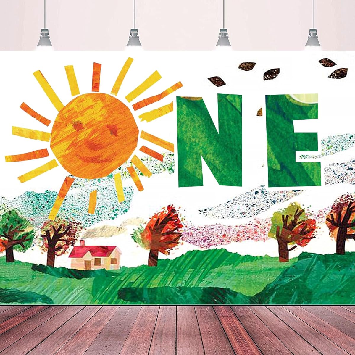 1st Happy Birthday Banner Backdrop Decoration for Caterpillar, 1 Year Old Cartoon Hungry Caterpillar Birthday Party Sign Birthday Photo Backdrop Birthday Party Decorations