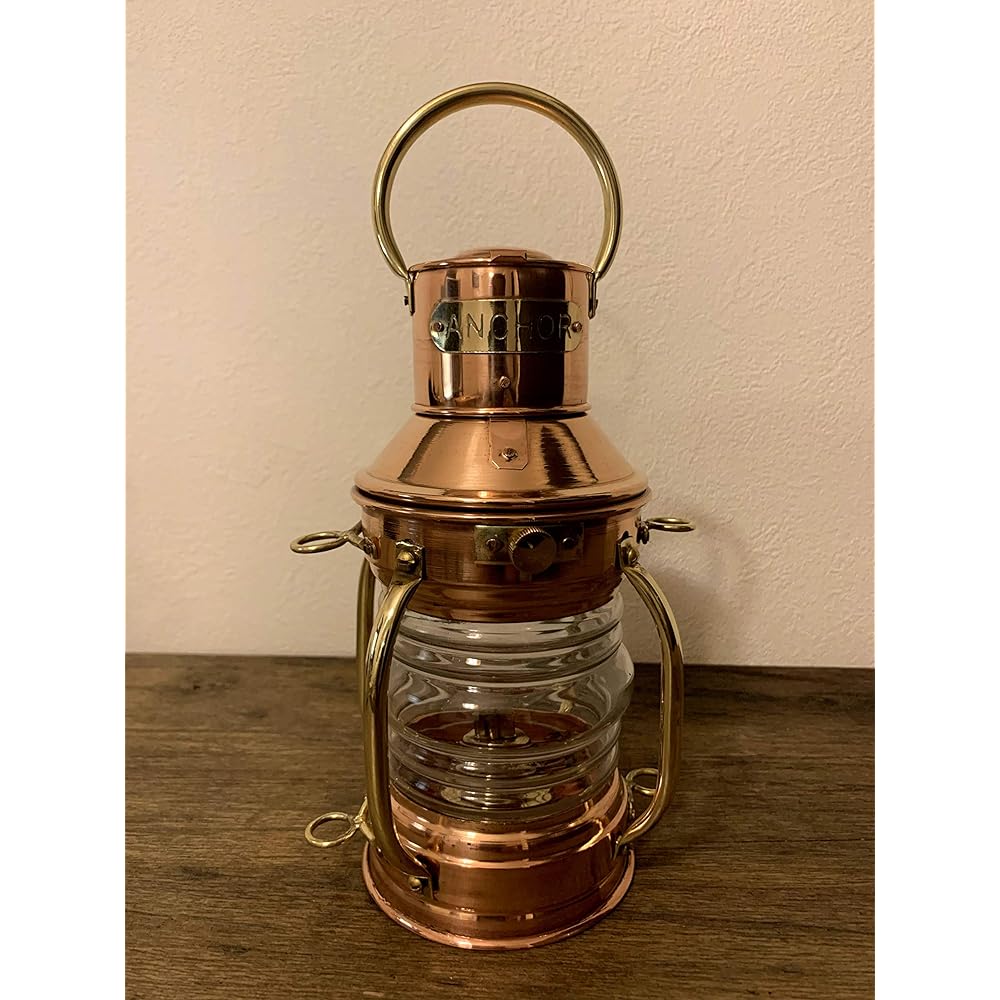 Roost Outdoors Copper Oil Ship Lantern (Copper Copper Oil Lantern Ship Lamp Ship Light) Nelson Lamp Anchor Lamp Kerosene Lantern Brass Lantern Brass Lantern Simple Japanese Instruction Manual Included [Oil Leak Prevented] 18.5cm