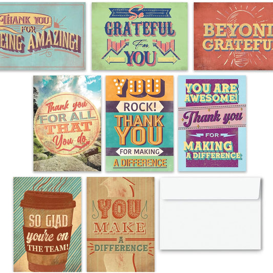 24 Employee Appreciation Cards with Envelopes – 8 Vibrant Designs Staff Appreciation (24)