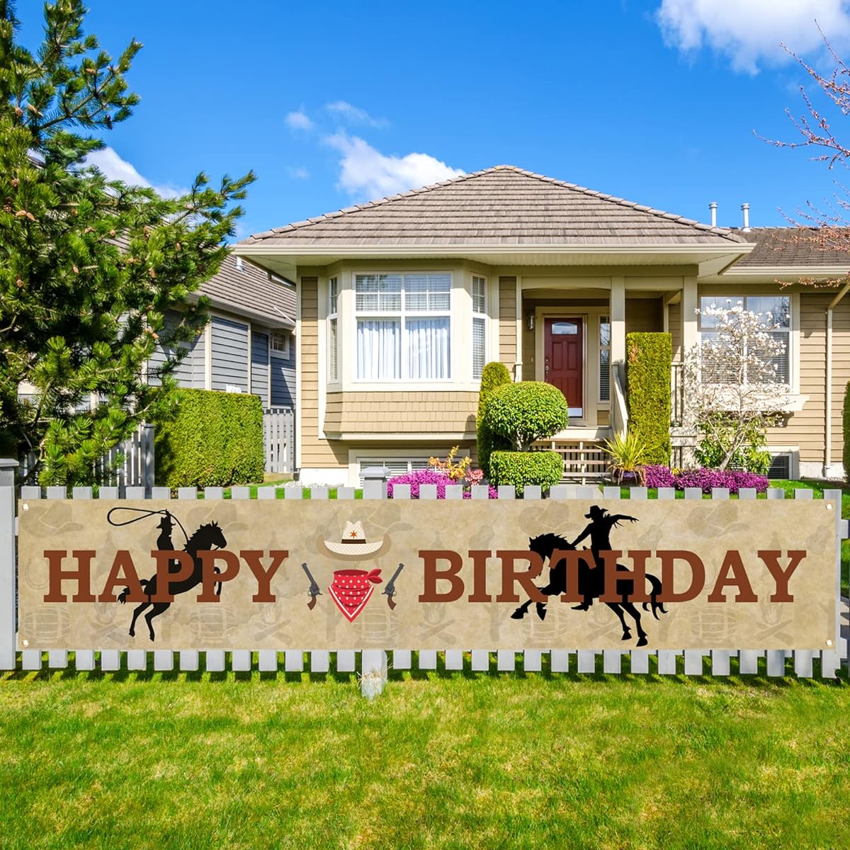 Labakita Lager Western Cowboy Happy Birthday Banner, Cowboy Theme Birthday Banner, Western Cowboy Birthday Party Decorations for Boys/Men