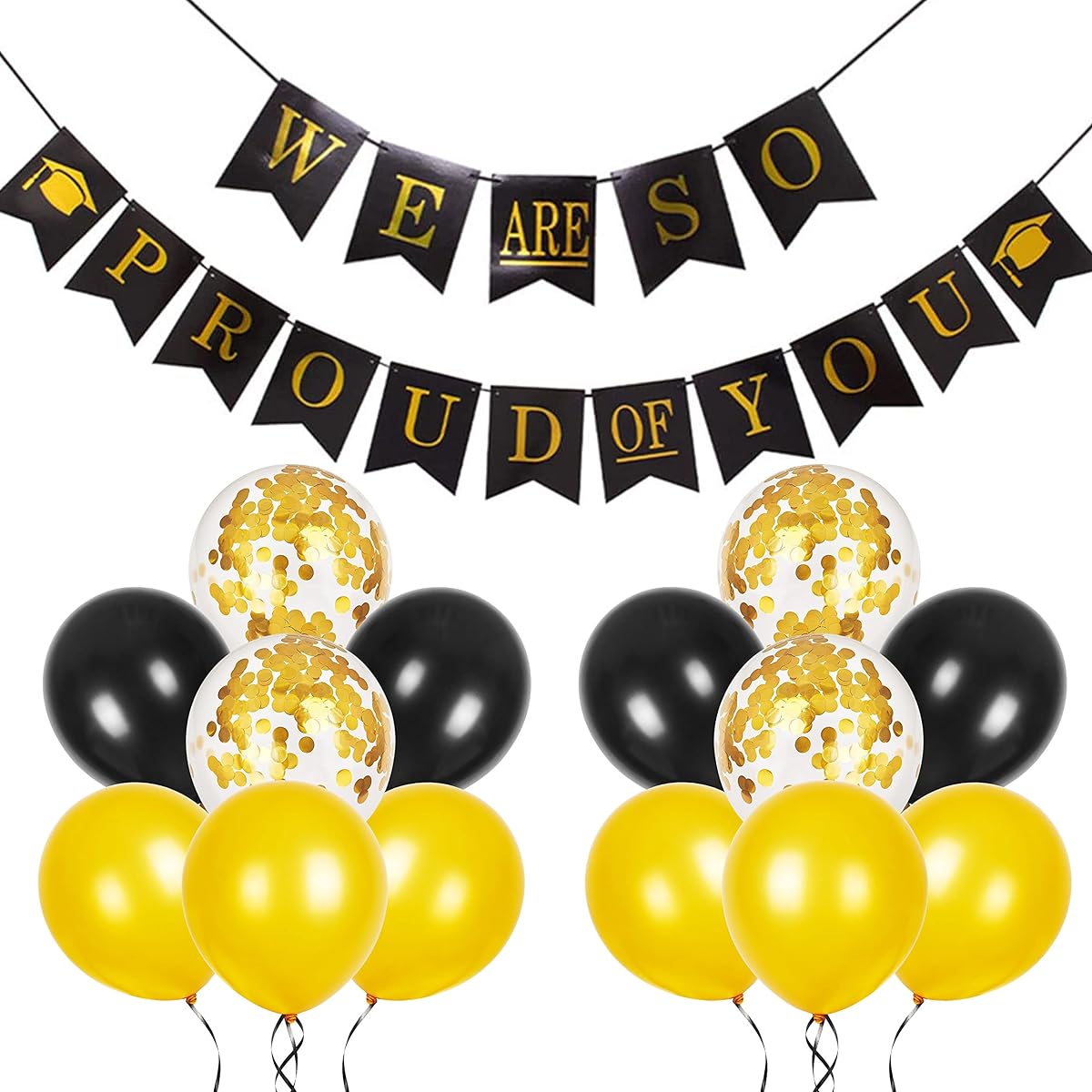 Hinggif We Are So Proud of You Banner Graduation Sign Graduation Party Decorations 2023 Black & Gold Banner Congratulations Banner Graduation Banner
