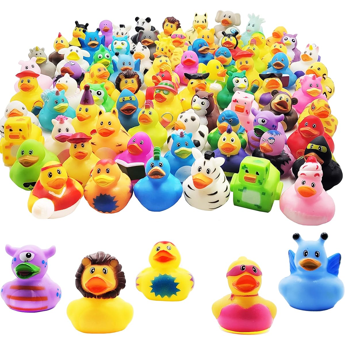 Chochkees Rubber Duck Toy Ducks for Kids and Toddlers Bath Birthday Baby Shower Classroom Summer Beach Pool Activities 2 Inch (25 Pack)