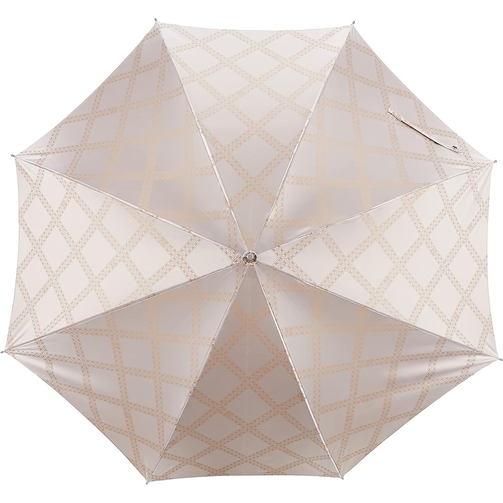 [LANVIN COLLECTION] MOONBAT LANVIN COLLECTION Cation Jacquard Plaid Long Umbrella Umbrella Jump Umbrella Women's Gift Present 21-083-10755-00-21-60 Beige Rib Length: Approx. 60cm