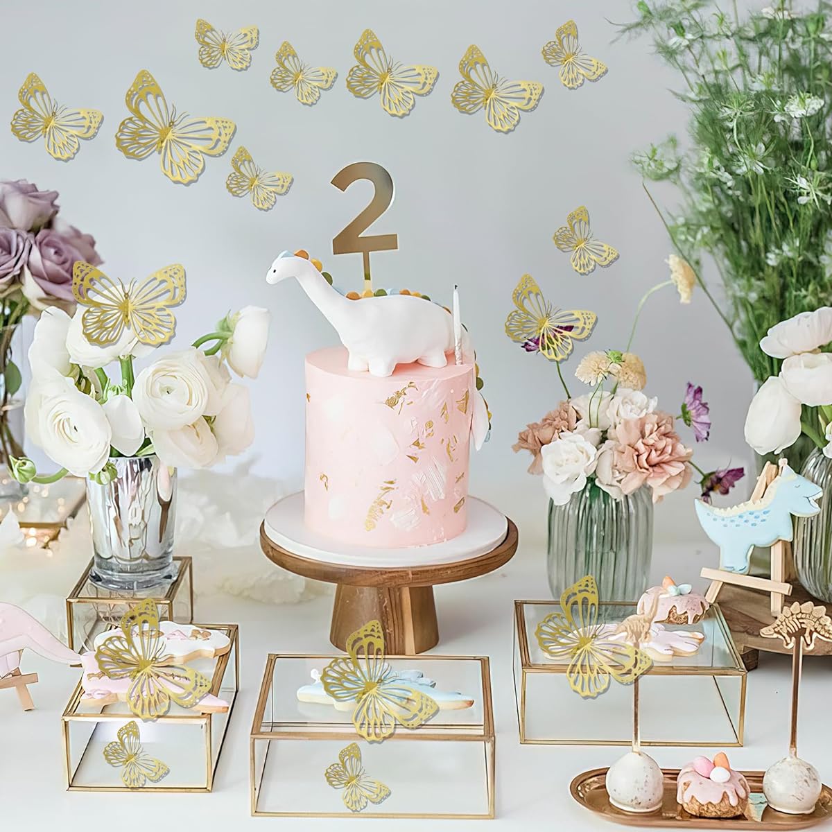 3D Butterfly Stickers - Gold Style 3