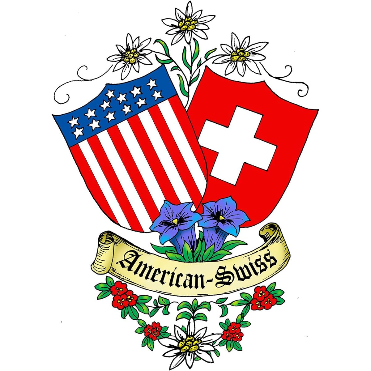 CafePress - American Swiss Crest Euro Oval Oval Sticker - Oval Bumper Sticker, Car Decal Large - 4.5x7.5 020939322013D10