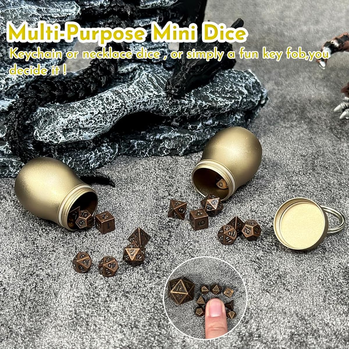 Uomrud 12pcs Dice Set Metal Hollow D20 Dice Case DND Dice Small Metal DND Dice Set Dungeons and Dragons Gifts D&D Dice