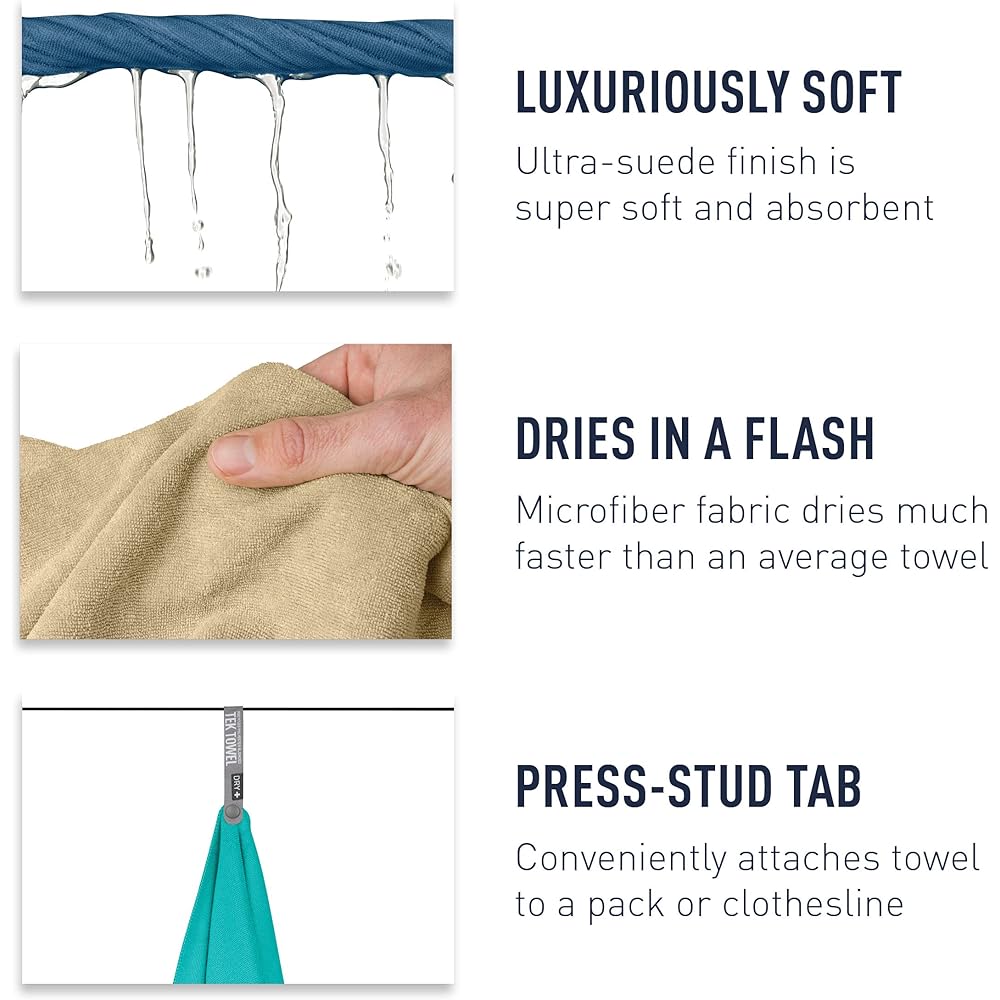 Sea to Summit Tek Towel Plush Camp/Travel Towel Large (24 x 48 inches) Outback Orange