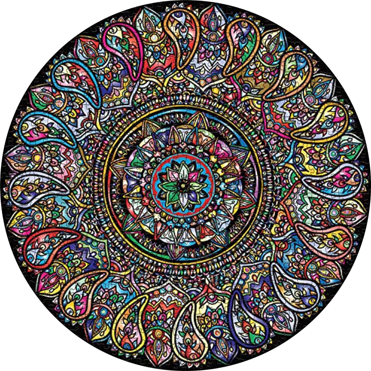 Hard Mandala Puzzle 1000 Pieces Difficult Puzzle for Adults Challenging Colorful Round Jigsaw Puzzle