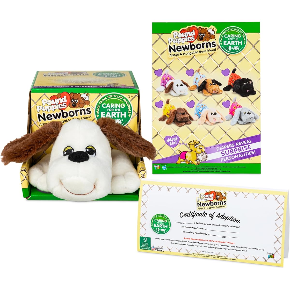 Pound Puppy Newborn Plush Toy - Hungry - Cream Eco Friendly