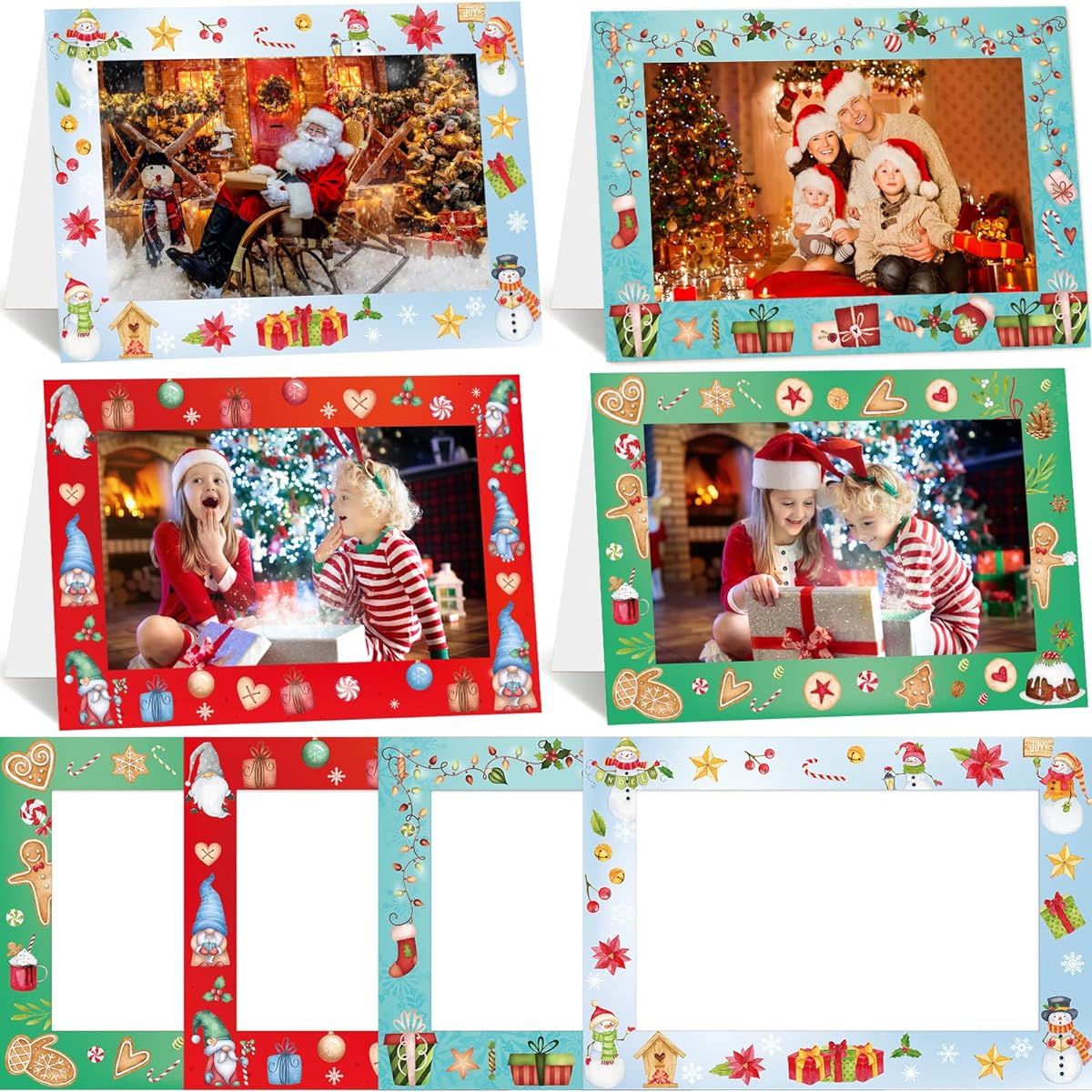 Watercolor Christmas photo frame card with envelope