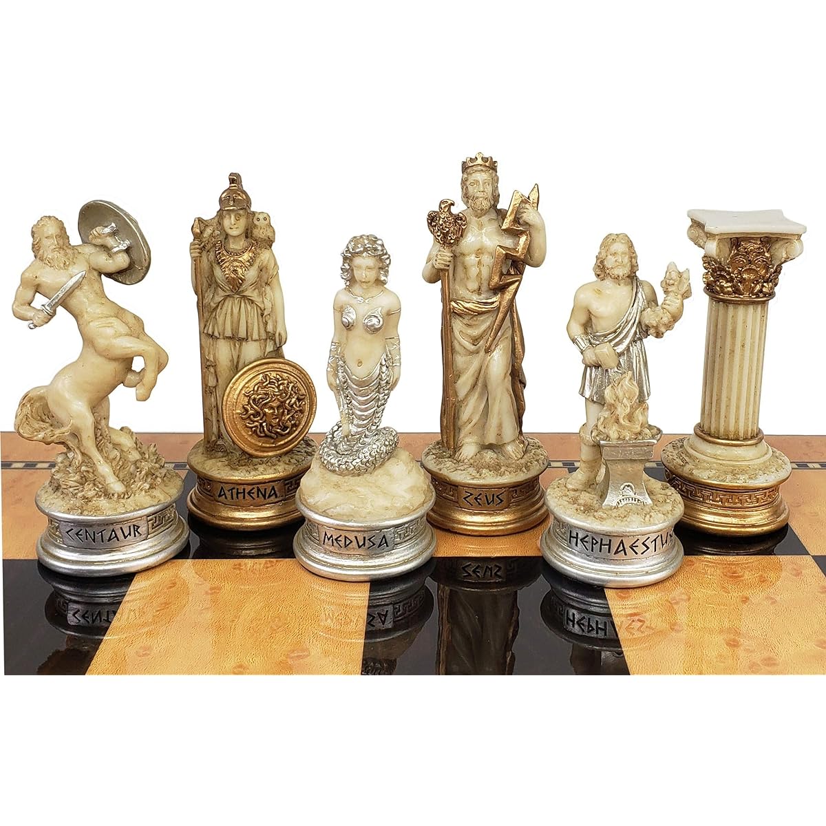 Greek Mythology Olympus God Zeus vs Poseidon Chess Set Men's Pieces Antique Whiteboard No