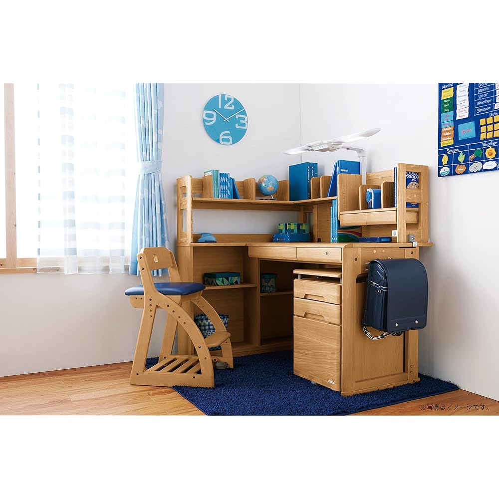 KOIZUMI Study Chair BK/Navy Size: W413 x D490~540 x H750mm SH440/470/500/530mm (External Dimensions) Wooden Square Chair Black Navy Color KDC-200BKNB