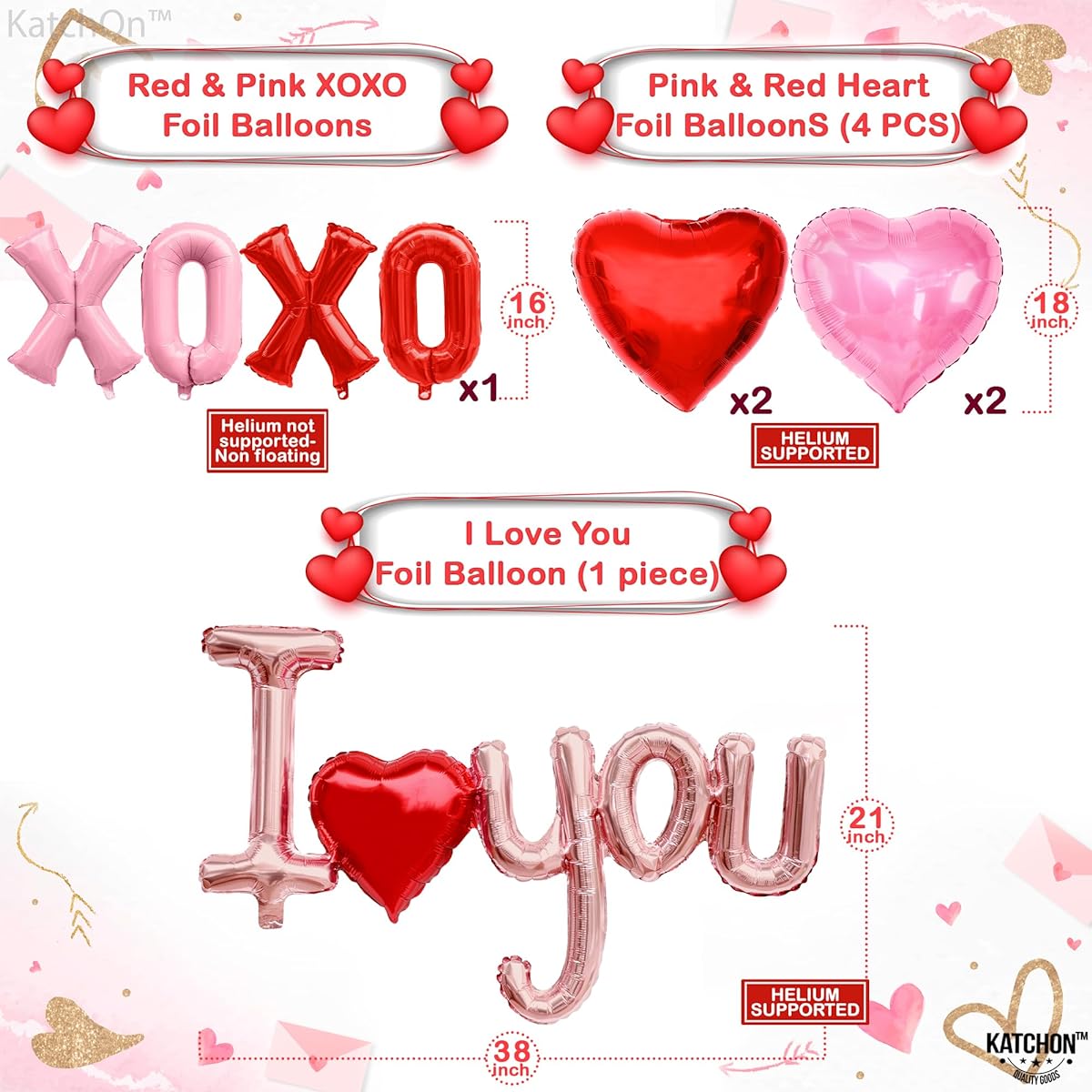 XOXO Balloon Set Red and Pink