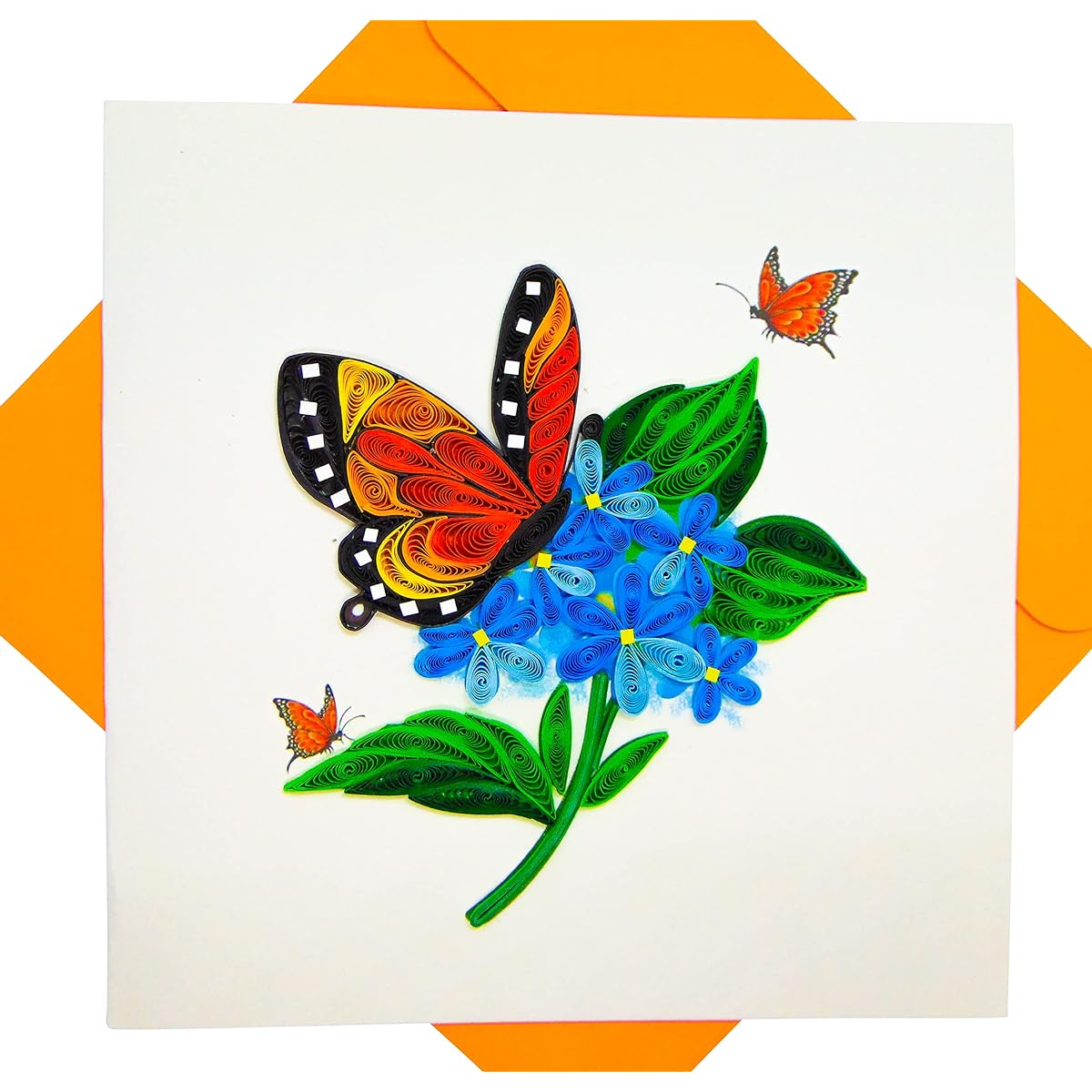 GREENHANDSHAKE Floral Butterfly Quilted Greeting Cards - Unique Exclusive Handmade/Heartmade Art Design Greeting Cards for All Occasions