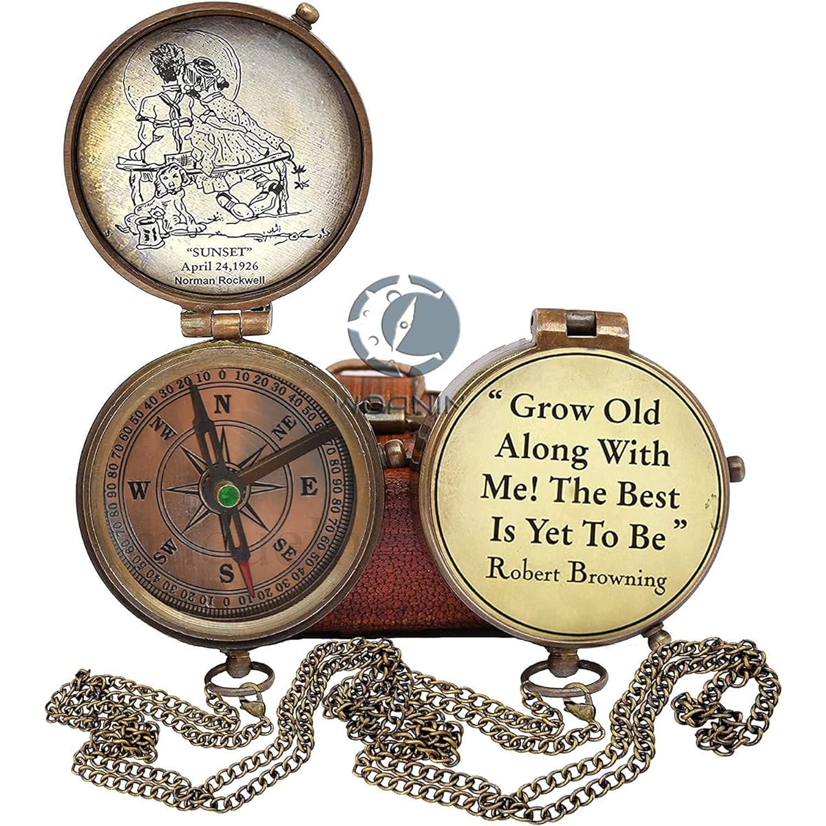 Personalized Grow Old Along with me Engraved Compass Norman Rockwell Sunset Engraving Valentine Gift Birthday Long Distance Love Unfortunate Memories