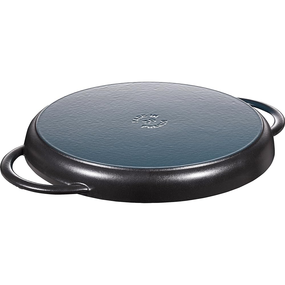 staub "Pure Grill Round Black 30cm" Grill Pan, Both Hands, Cast Metal, Enamel, IH Compatible [Authorized Japanese Product] Grill & Frying Pan 40511-521