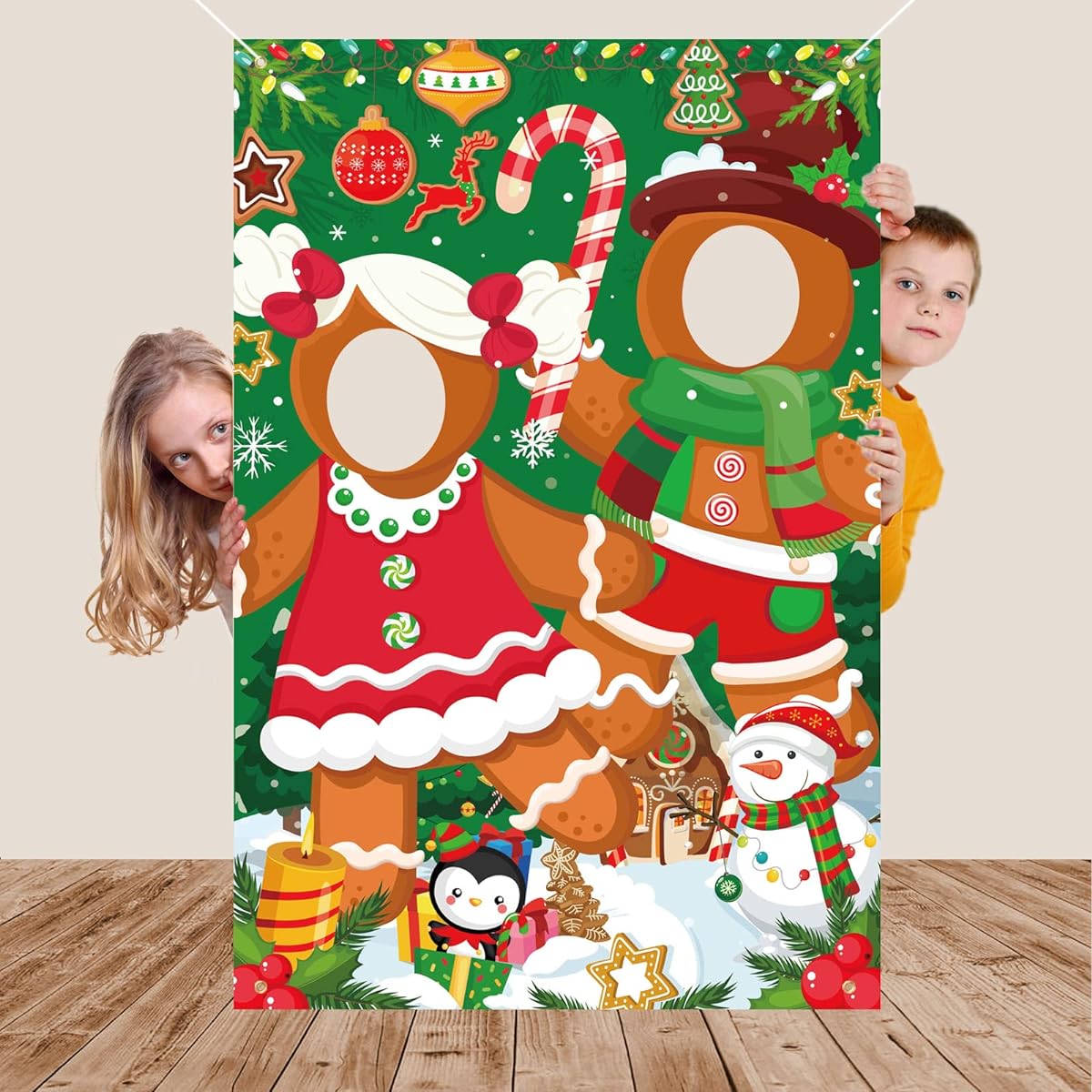 HOWAF Christmas Photo Door Banner Christmas Party Decorations Gingerbread Man Photo Props Background Banner Christmas Party Supplies Funny Christmas Games Christmas Christmas Christmas Holiday Party Supplies 59x39 Inch