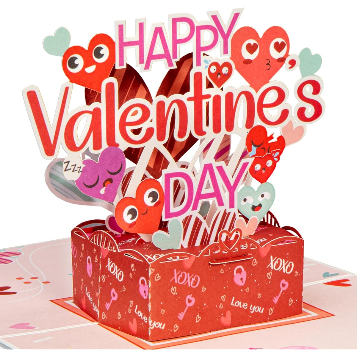 Paper Love Frndly Happy Valentine's Day Pop Up Cards, 3D Pop Up Cards, 100% Recycled and Eco Friendly, 5" x 7" Cover, Envelope and Note Card Included