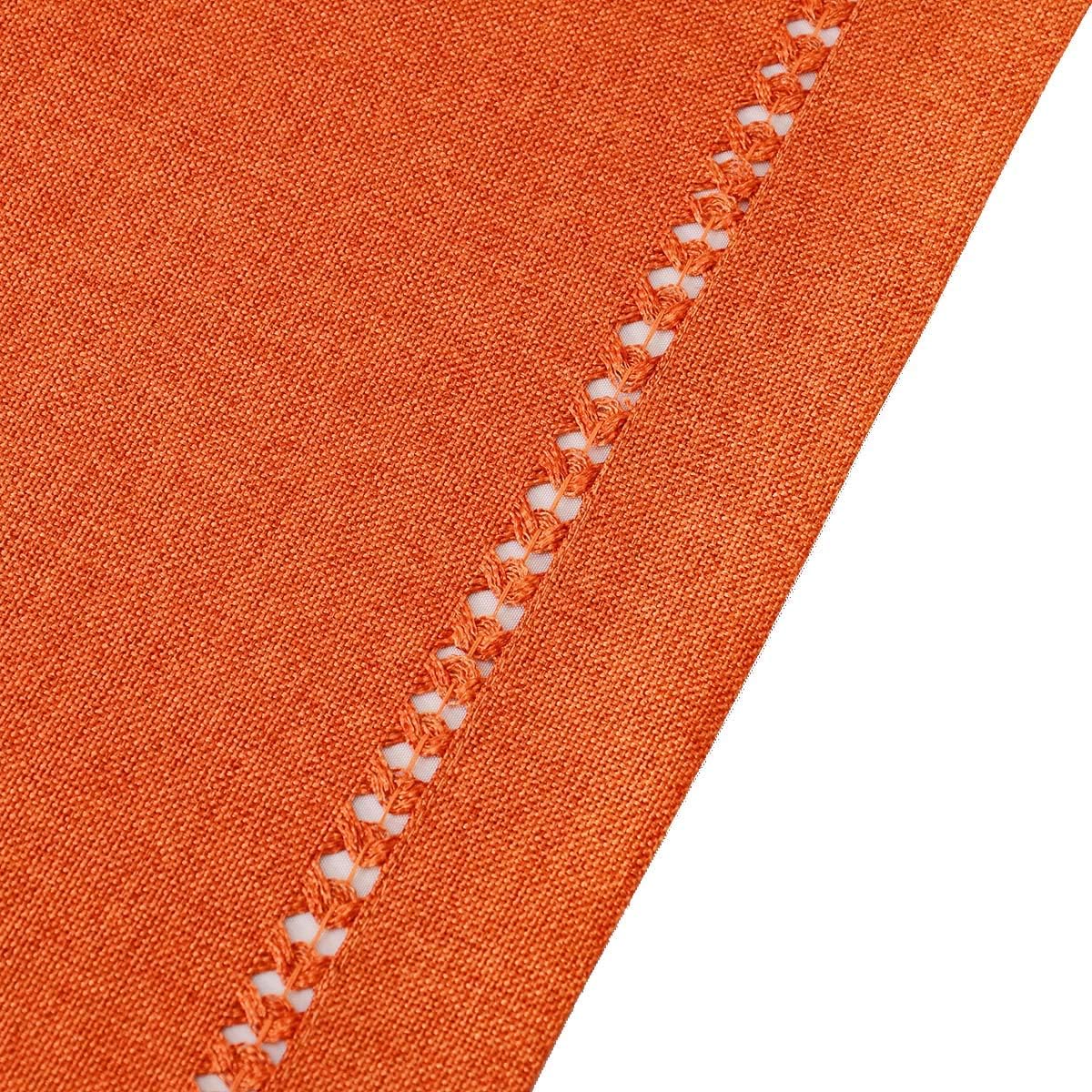 Grelucgo Extra Large Handmade Hemstitched Orange Rectangle Table Runner for Fall, Thanksgiving, Halloween (14" x 156")