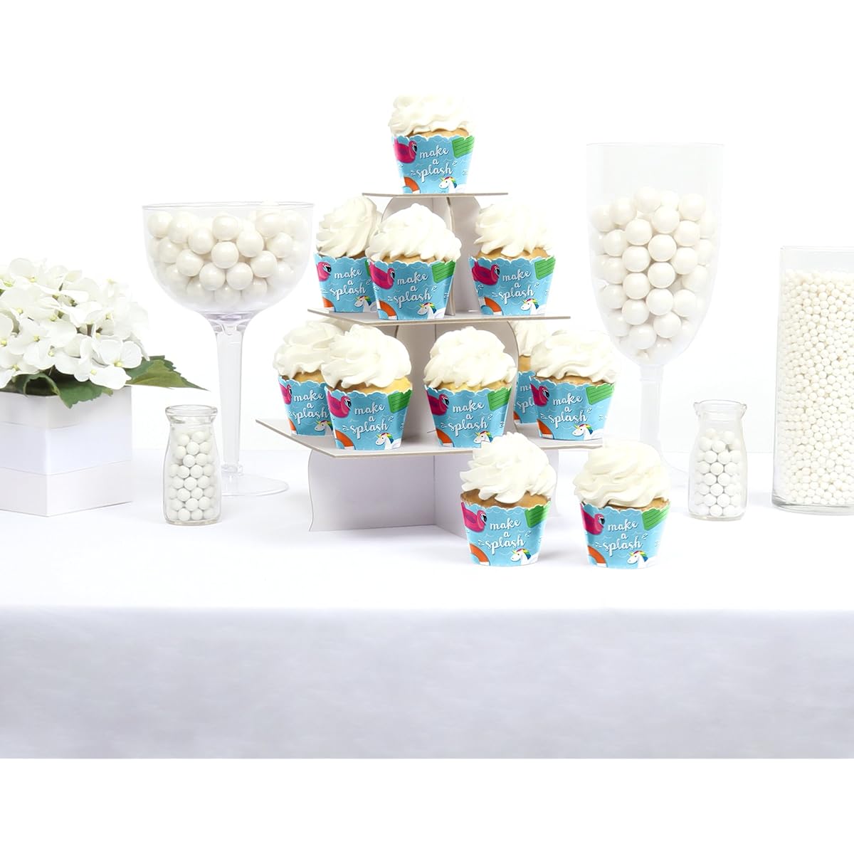 Big Dot of Happiness Make a Splash - Pool Party - Summer Swim Party Birthday Party Cupcake Decorations - Party Cupcake Wrapper - Set of 12