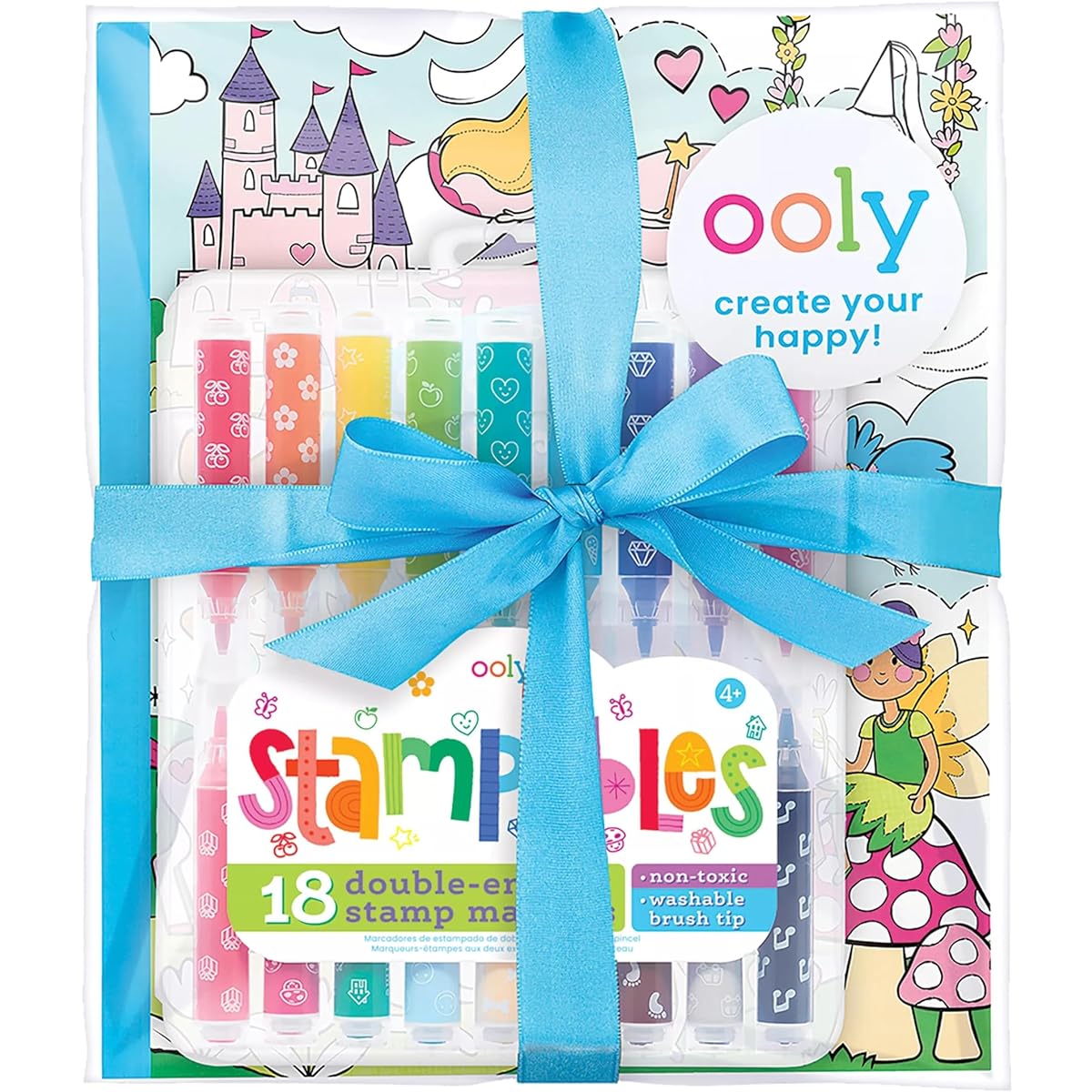 OOLY Princess and Fairy, stampable coloring pack, frameable size