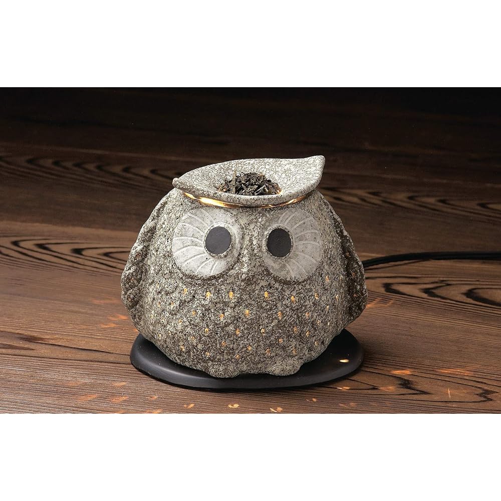 Tokoname-yaki tea incense burner: Electric tea incense burner (with ceramic plate, uses electricity 100v40w) Yamabogama stone style owl multi Size: 13 x 15.5 x 13.5 cm Le 36-16