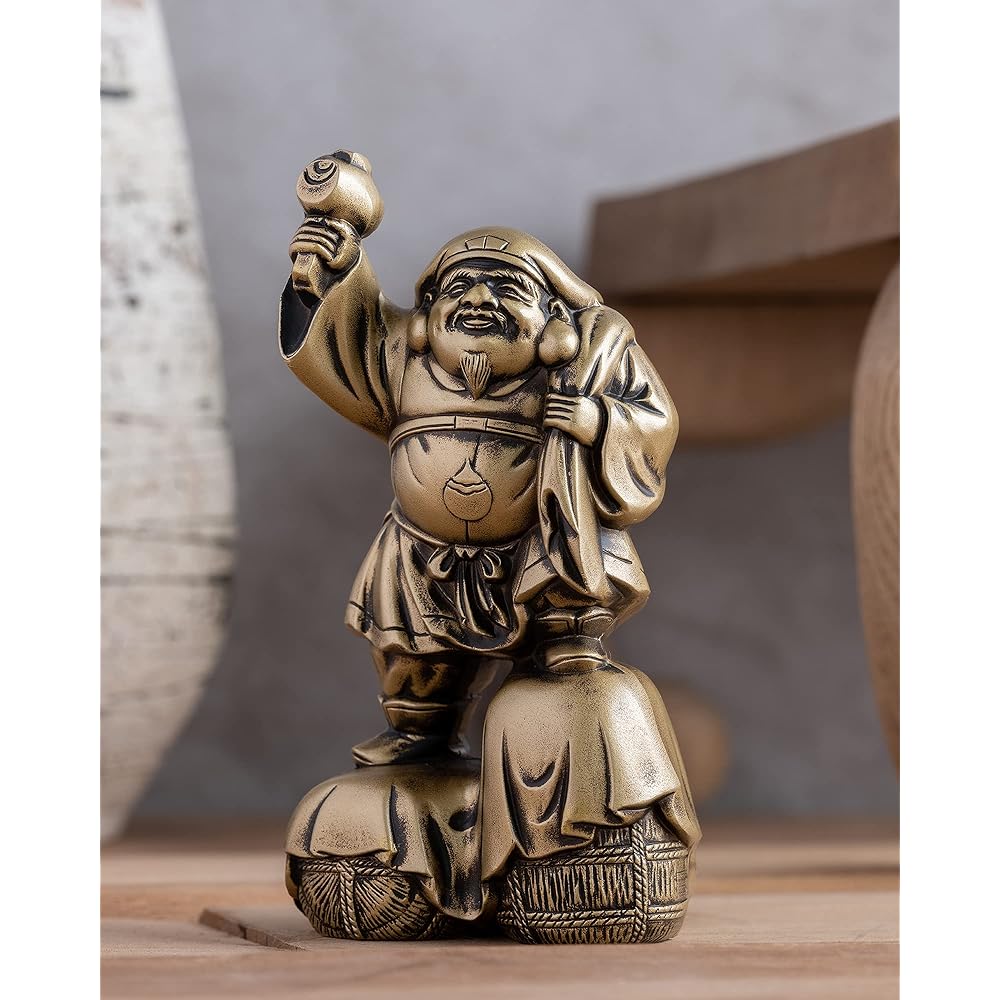 Seven Lucky Gods of Good Luck Daikokuten Silky Gold Buddhist sculptor: Hideun Makita Prototype_Kobiki Buddha Statue Ornament Takaoka Copperware (Daikokuten 7F)