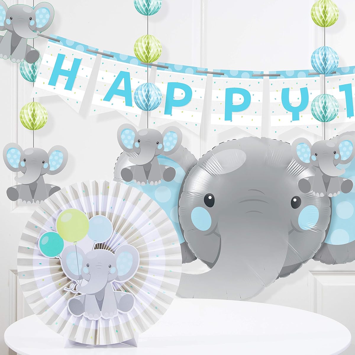 Enchanting Elephant Boy's Birthday Party Decoration Kit