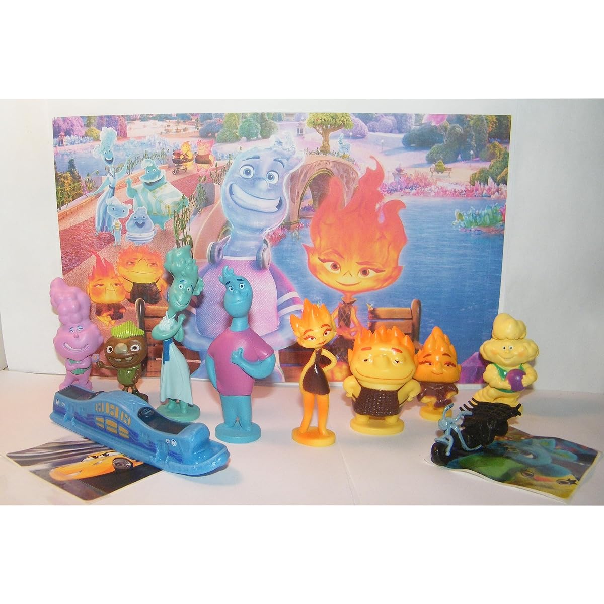 Elemental Movie Figure Set - 12-Piece Set with 10 Sleek Figures and 2 Stickers, Including Wade, Ember and All Your Favorite Elemental Characters