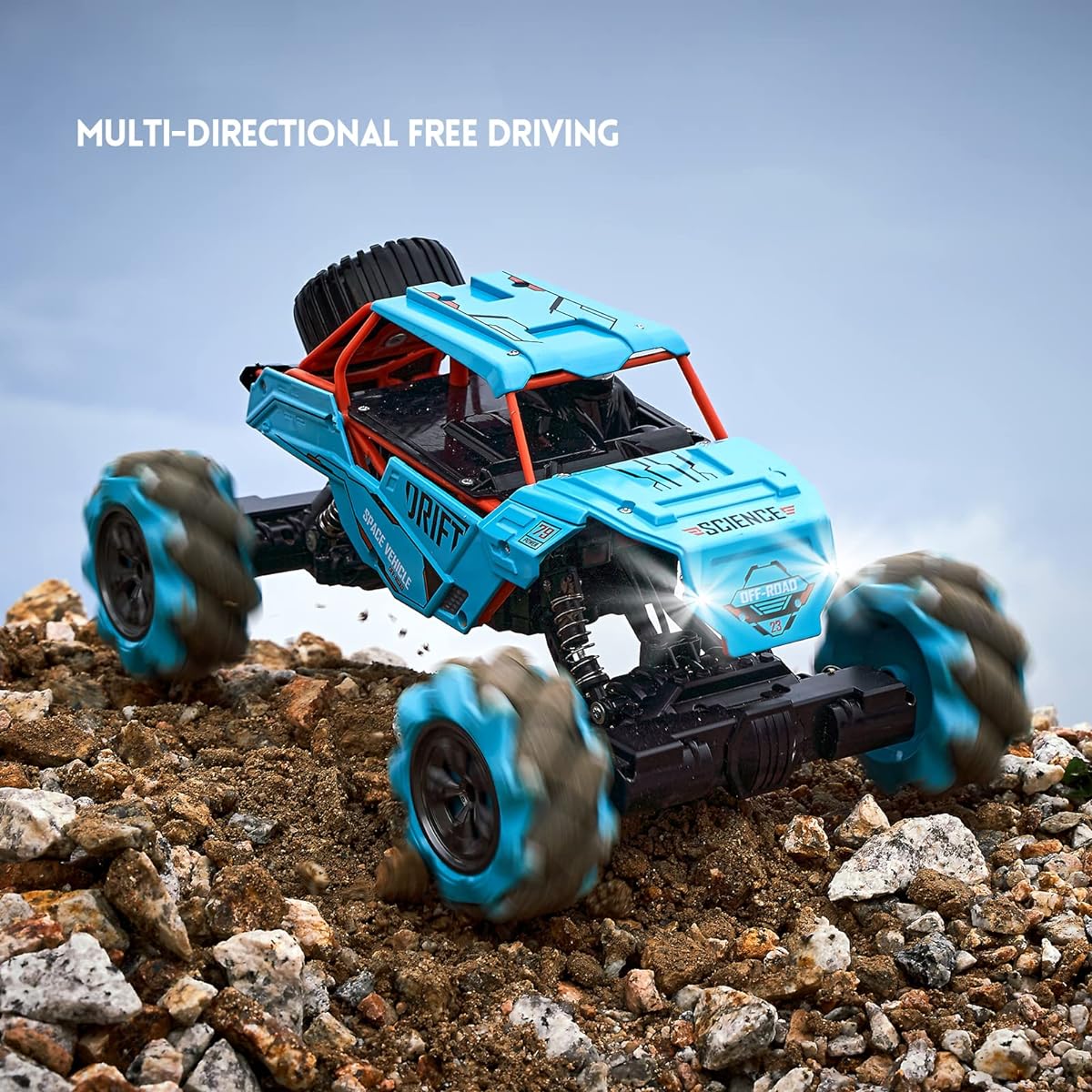 XMWRC 1:14 Scale 4WD Metal Gesture Sensor RC Car 360° Rotation Hand Controlled Monster Truck All Terrain Remote Control Car Vehicle with 2 Rechargeable Batteries for Boys Kids Adults