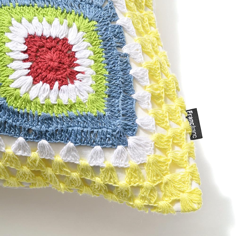 Francfranc Crochet Block Cushion Cover 45×45cm Multi (136)