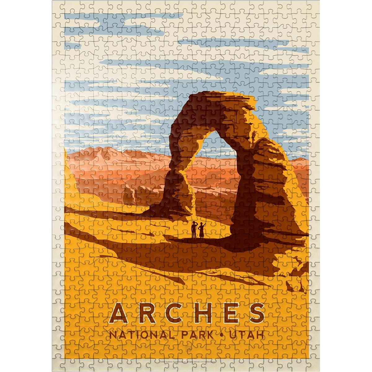 Arches National Park: Delicate Arches, Vintage Poster - Premium 500 Piece Jigsaw Puzzle for Adults