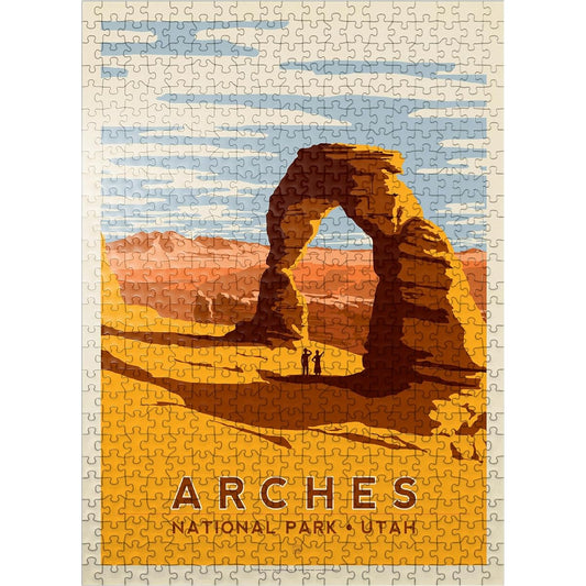 Arches National Park: Delicate Arches, Vintage Poster - Premium 500 Piece Jigsaw Puzzle for Adults