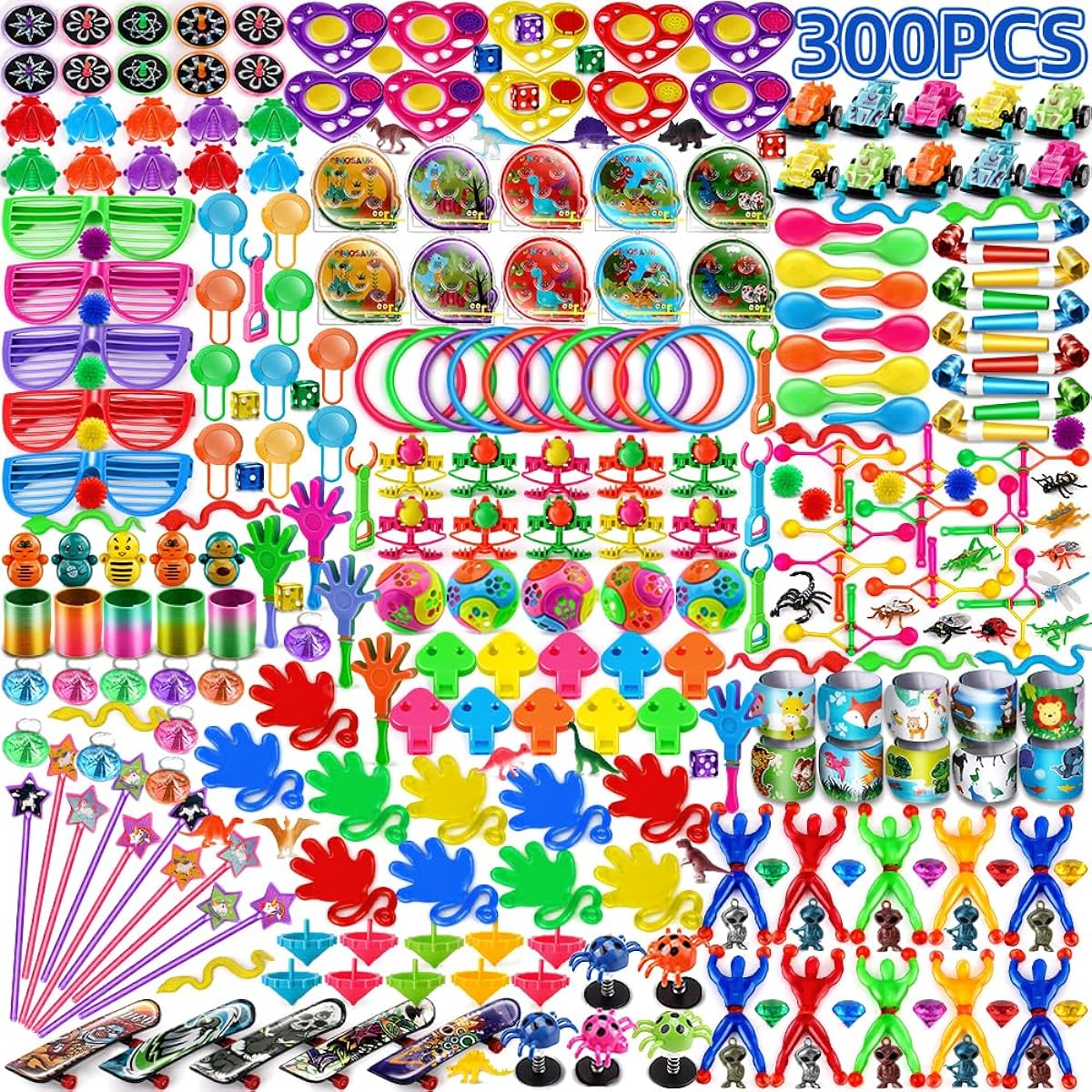 Amy&Benton 300 PCS Fidget Party Favors for Kids Fidget Toys Birthday Gift Toys Party Toy Assortment Treasure Box Birthday Goodie Bag Stuffers for Kids Carnival Prizes, Pinata Filler for Classroom