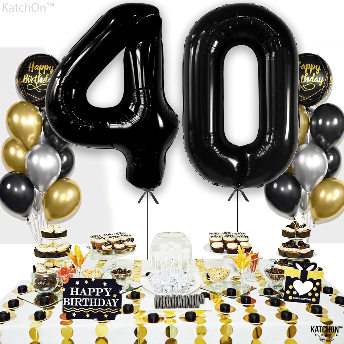 Black Number 40 Foil Balloon