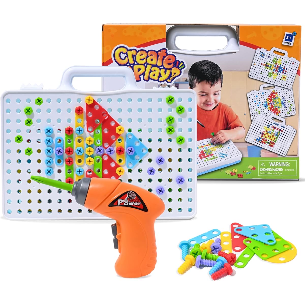 [Big Mo's Toys] Big Mo's Toys Drill & Design Creative Play Educational Toy With Real Toy Drill Mosaic Design [Parallel Import]