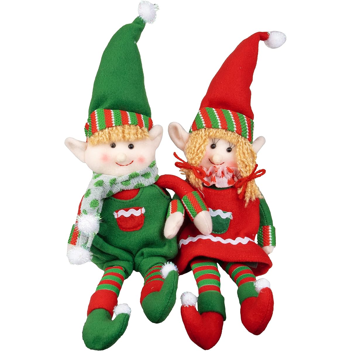Elf Plush Christmas Stuffed Toys- 30cm Boy and Girl Elves (Set of 2) Holiday Plush Characters