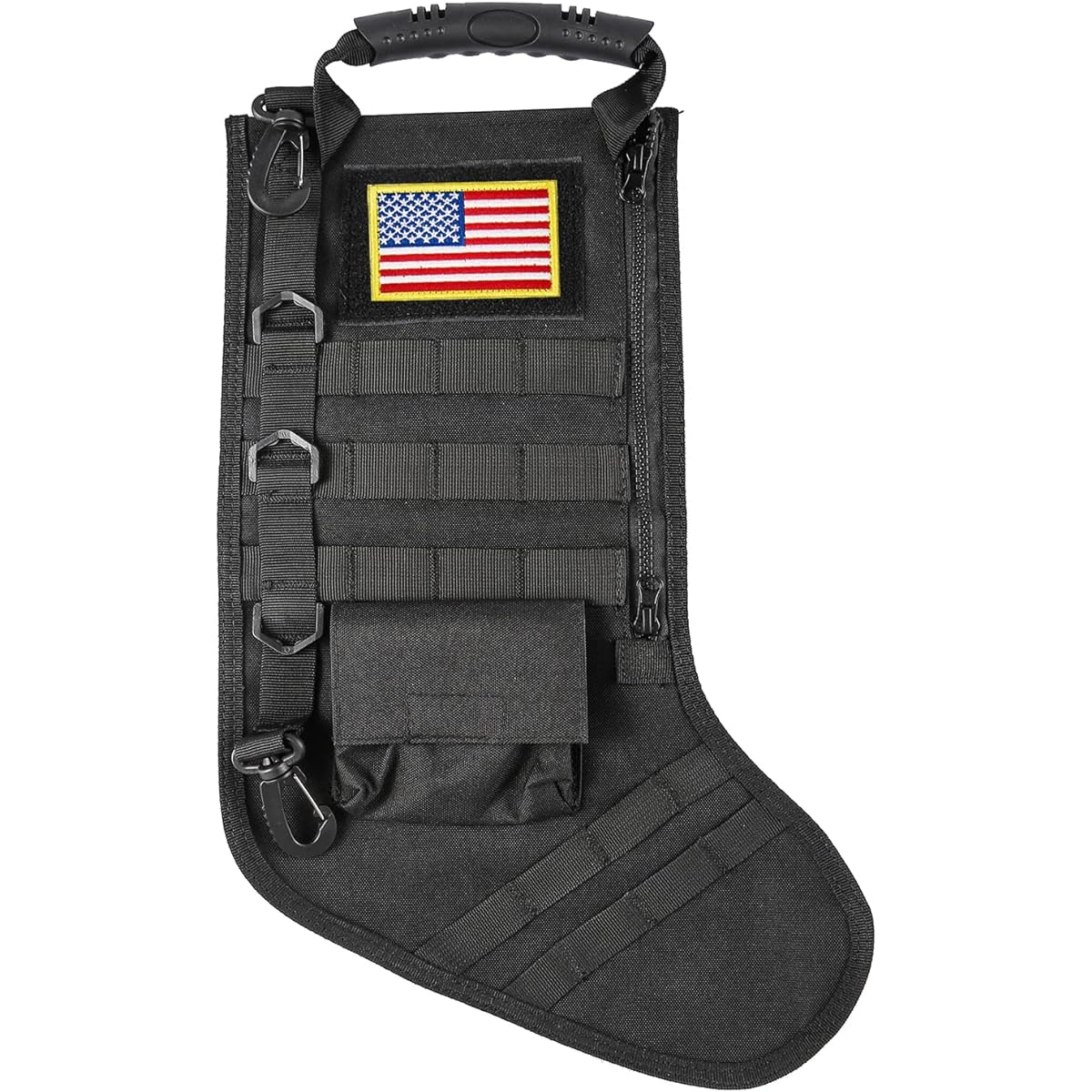 Tactical Stockings with Handles, Perfect Mantelpiece Decoration, Military Save Month Decor, Gift for Veterans/Patriotic Outdoor People (Black)