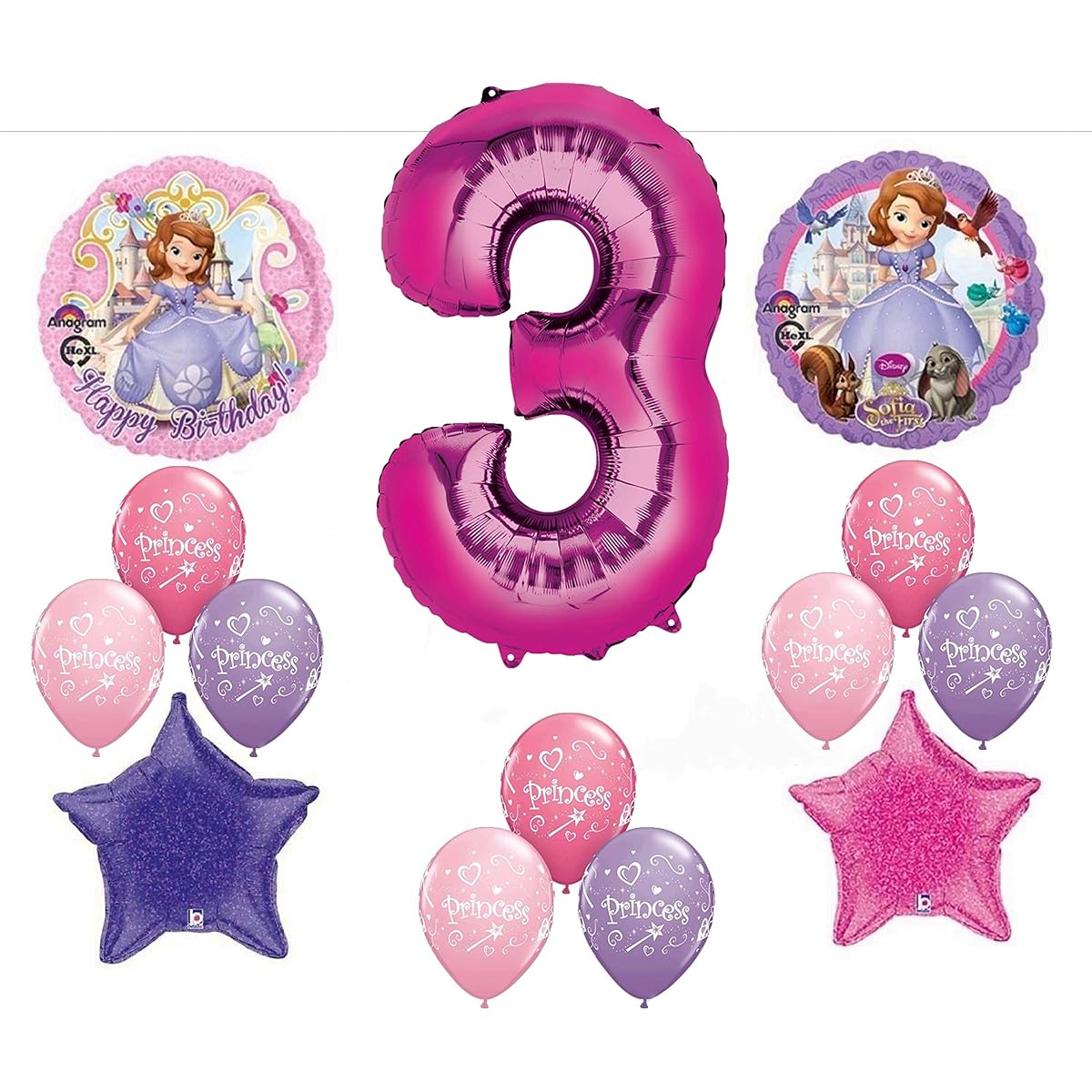 Disney Sofia the First Third 3rd Happy Birthday Party Balloon Decoration Supplies