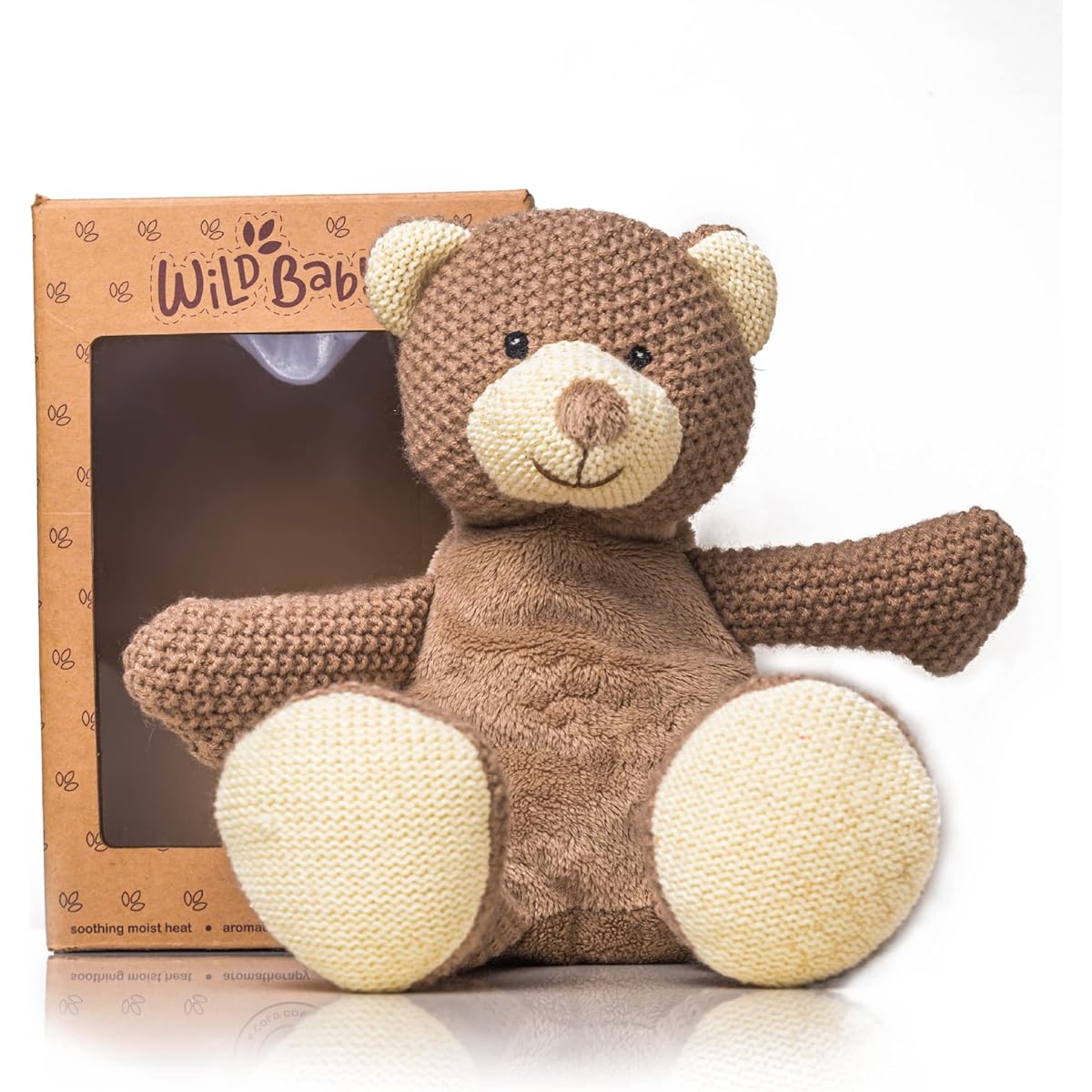 WILD BABY Teddy Bear - Heatable Microwave Safe Plush Pal Aromatherapy Lavender Scent for Kids - 12 Inch