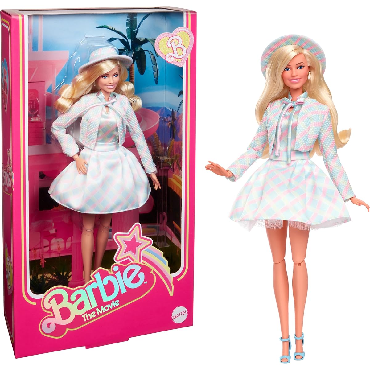 Barbie Movie "Barbie" Blue Check Dress [Dress-up doll] [Ages 6 and up] HRF26