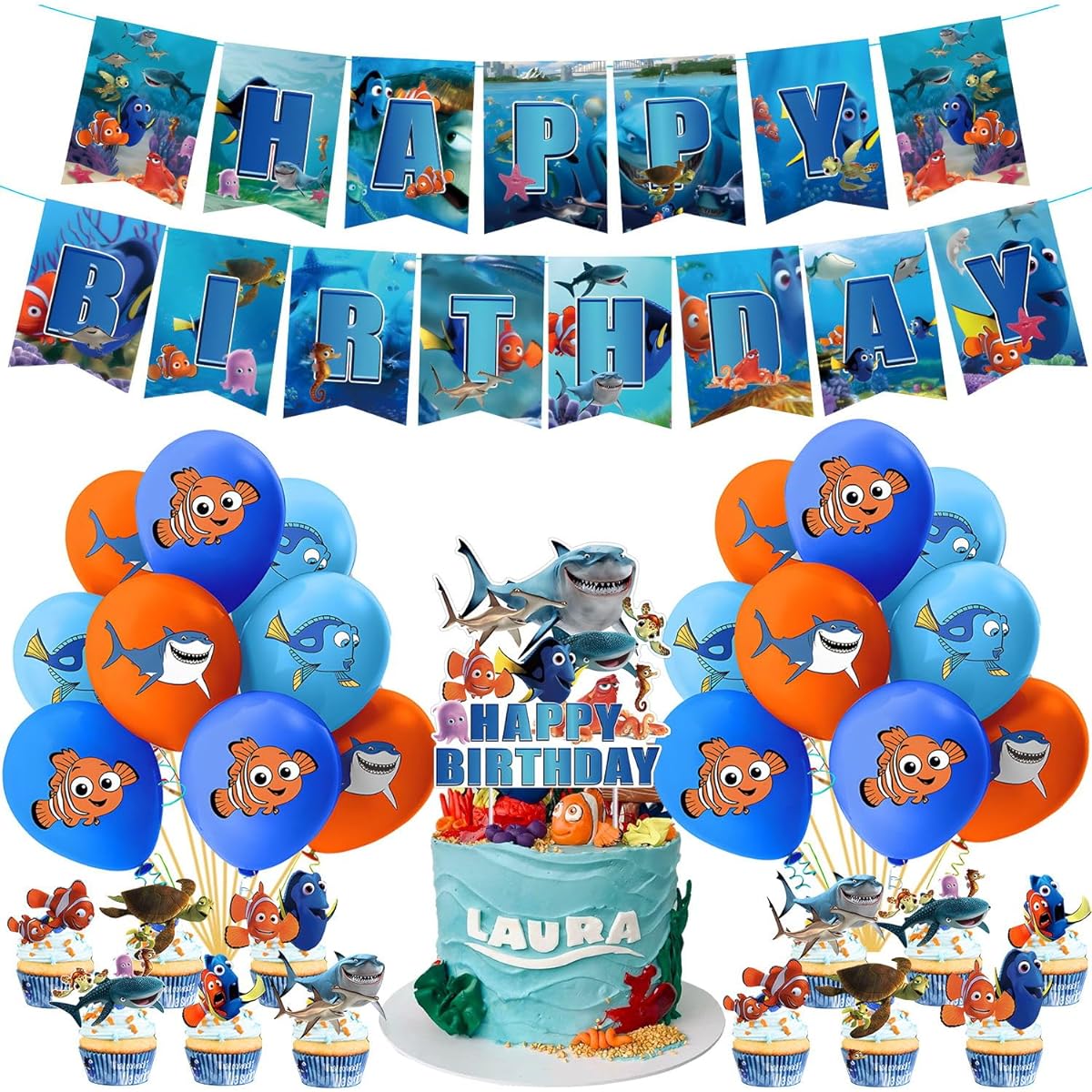 OULUN Birthday Party Supplies Finding Nemo, Nemo Themed Party Decorations